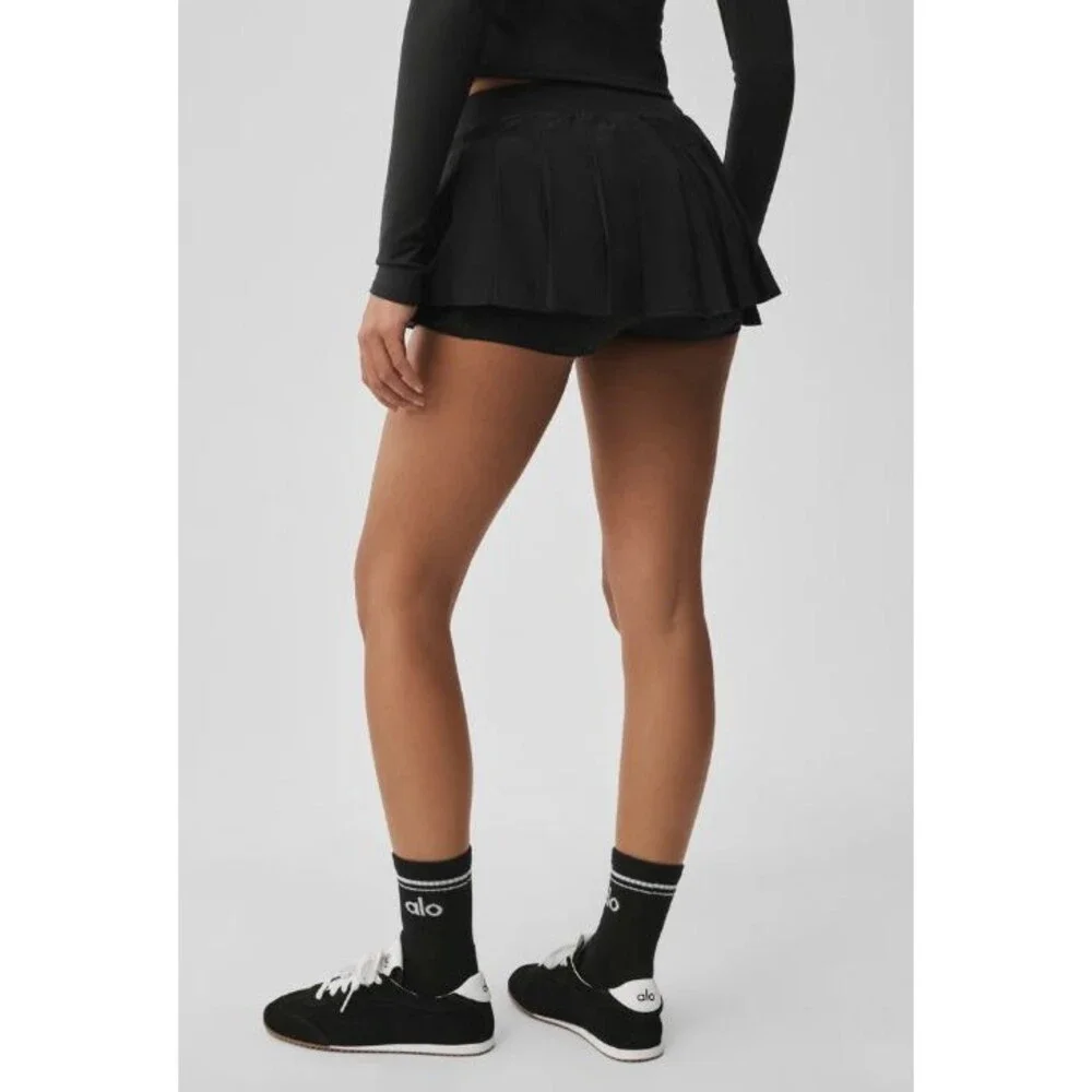 Alo Double or Nothing Tennis Skirt Black